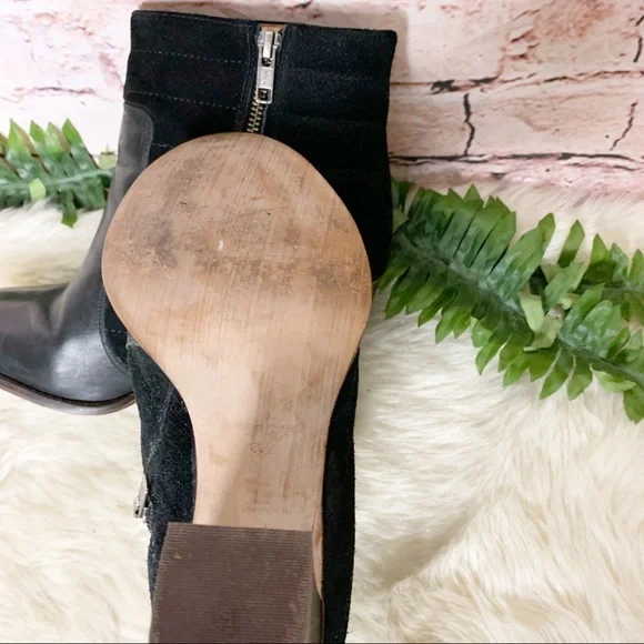 Madewell Lindley Suede Quilted Black Booties Size 8.5 - Picture 8 of 9